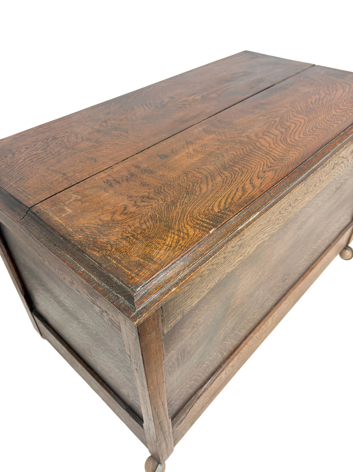 Antique Wooden Storage Chest on Casters with Hinged Lid (Pre-Loved)