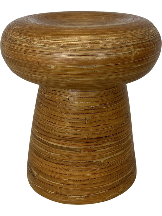 Vintage Style Unique Bamboo Stool Table Round Design Natural Finish (Pre-Loved)