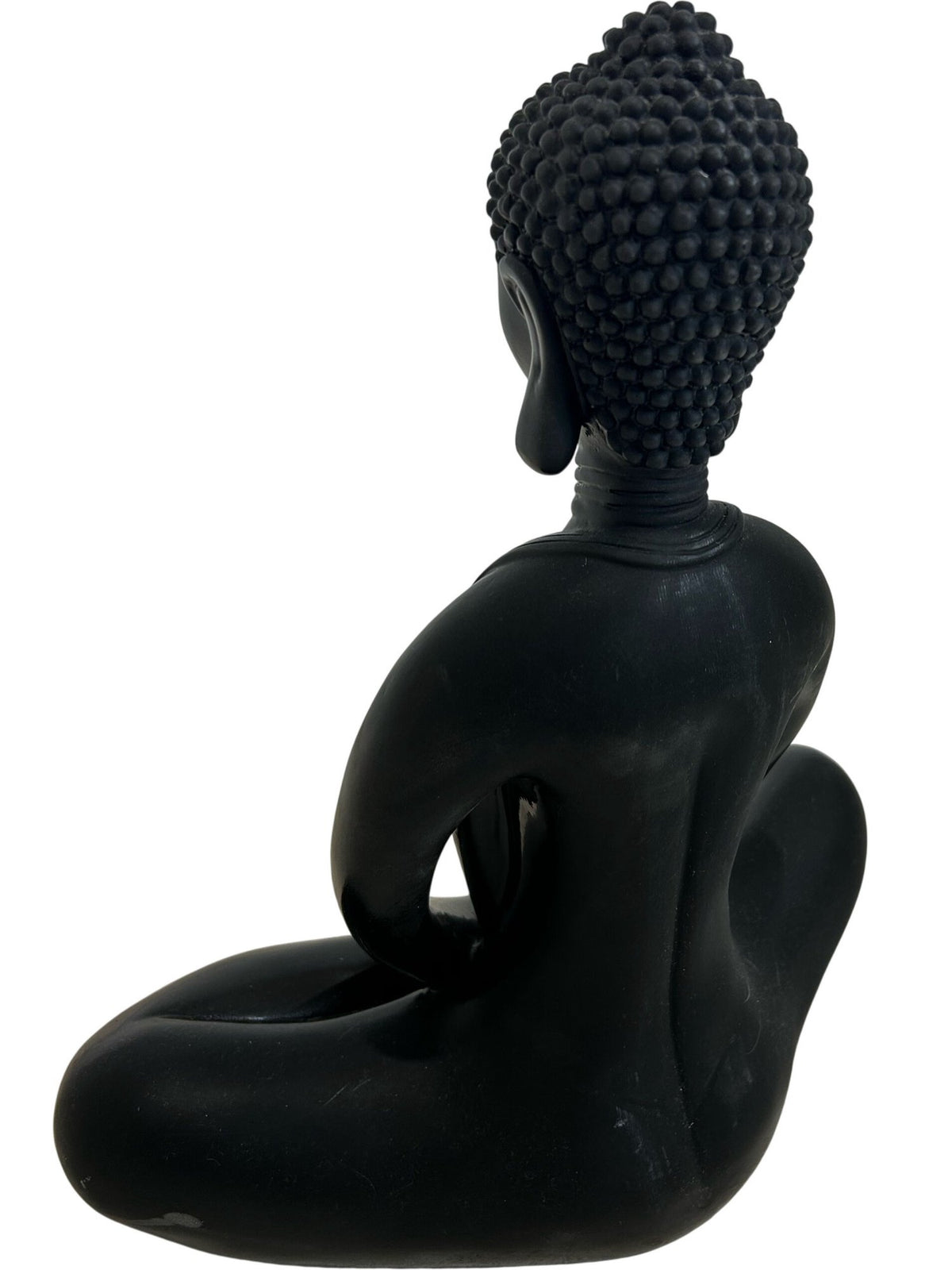 Black Buddha Meditation Sculpture Glossy Modern Home Decor 38cm (Pre-Loved)