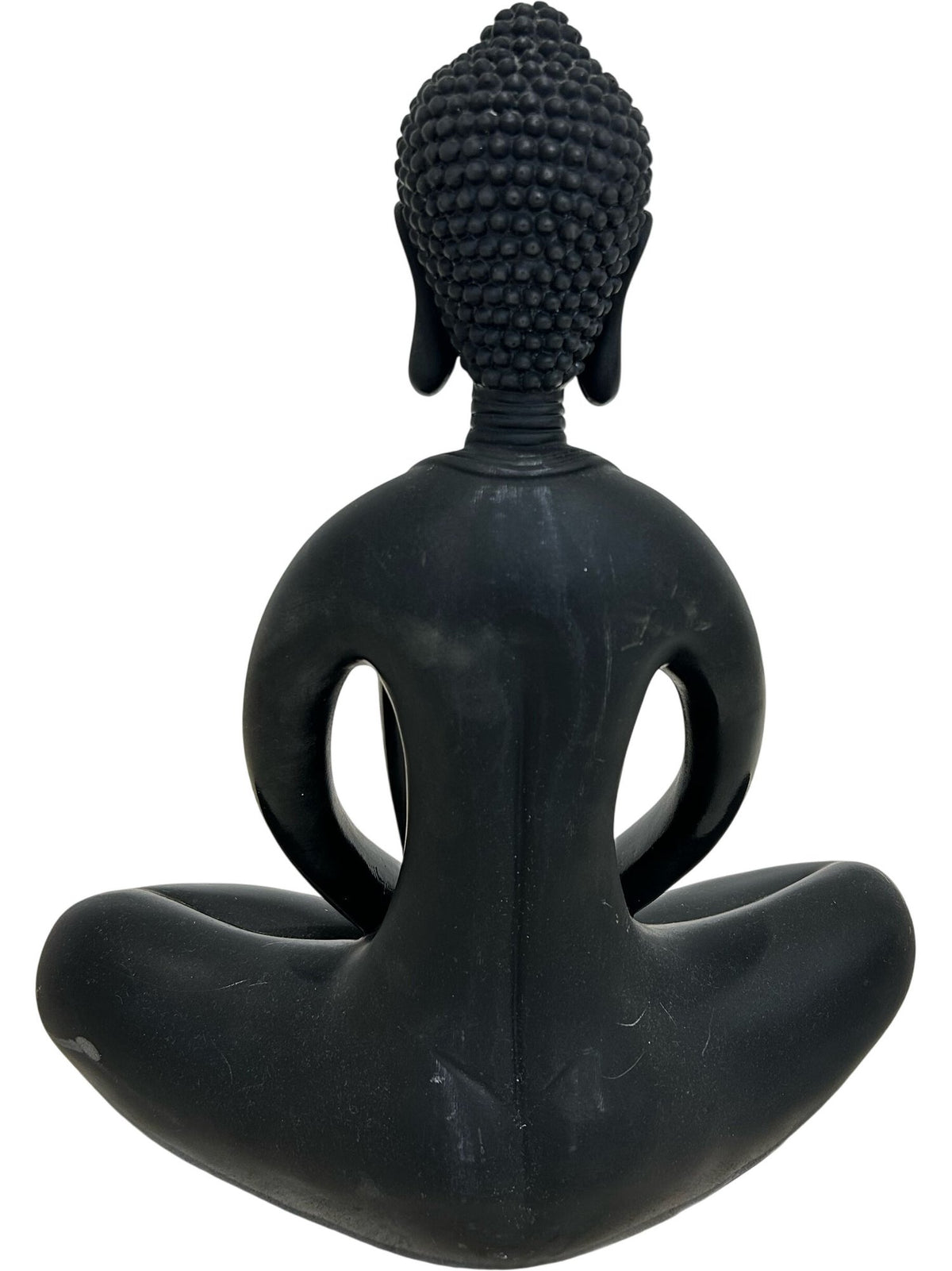 Black Buddha Meditation Sculpture Glossy Modern Home Decor 38cm (Pre-Loved)