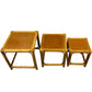 Rattan Nest of 3 Square Side Tables Natural Boho Wicker Style (Pre-Loved)