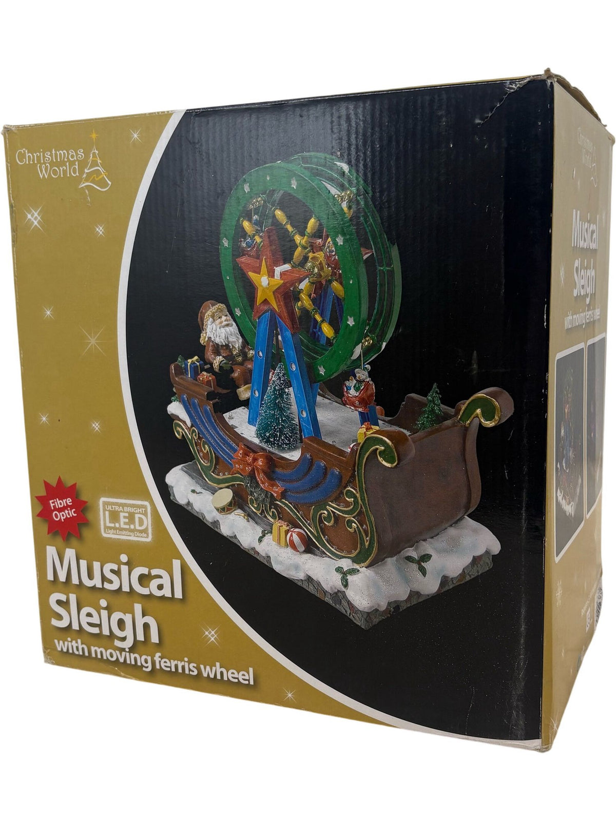 Christmas Sleigh With Moving Ferris Wheel Fibre Optic LED