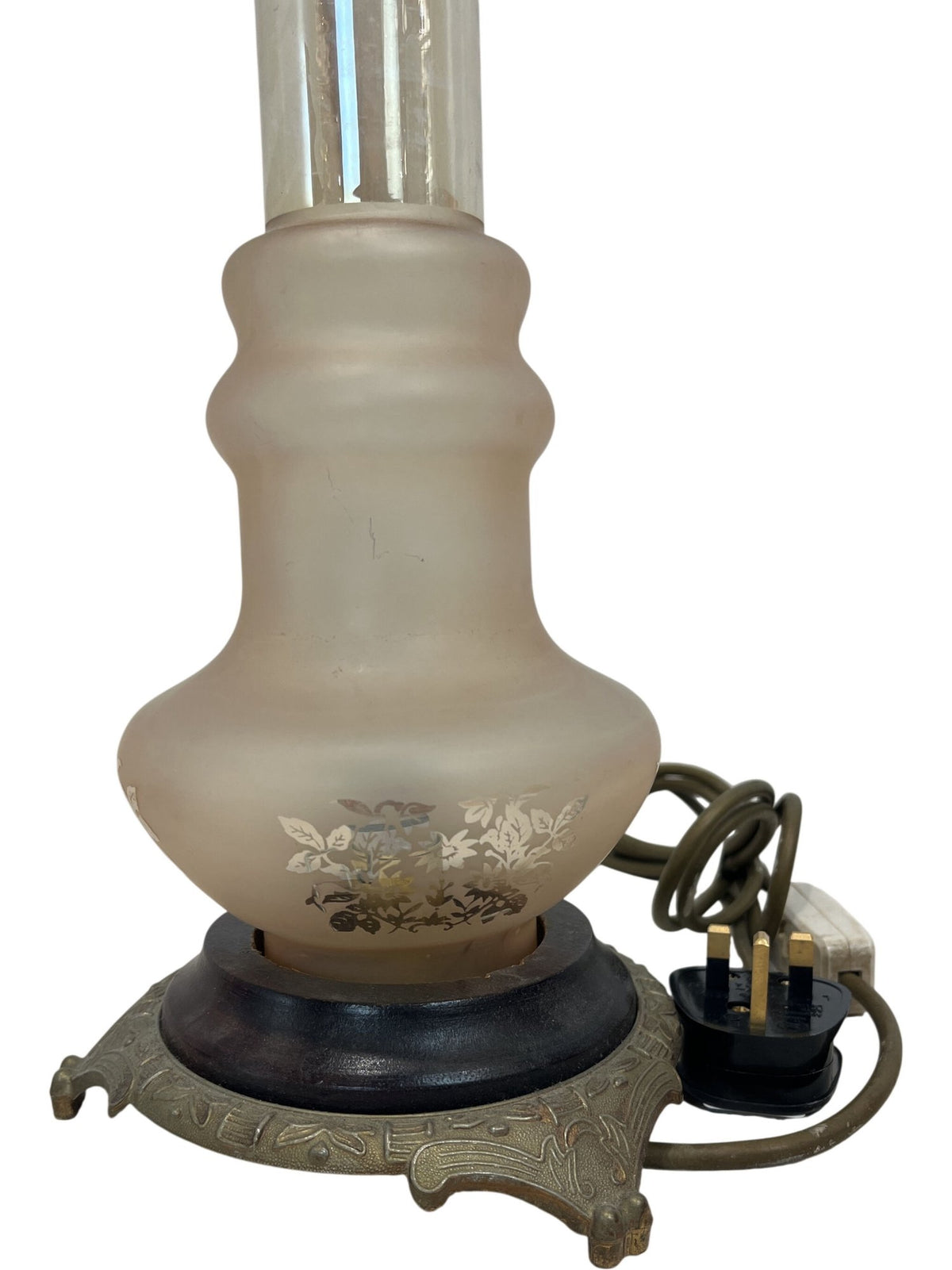 Vintage Oil Lamp Style Frosted Glass Table Lamp (Pre-Loved)