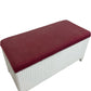 White Wicker Storage Bench Lift Up Burgundy Cushion Ottoman (Pre-Loved)