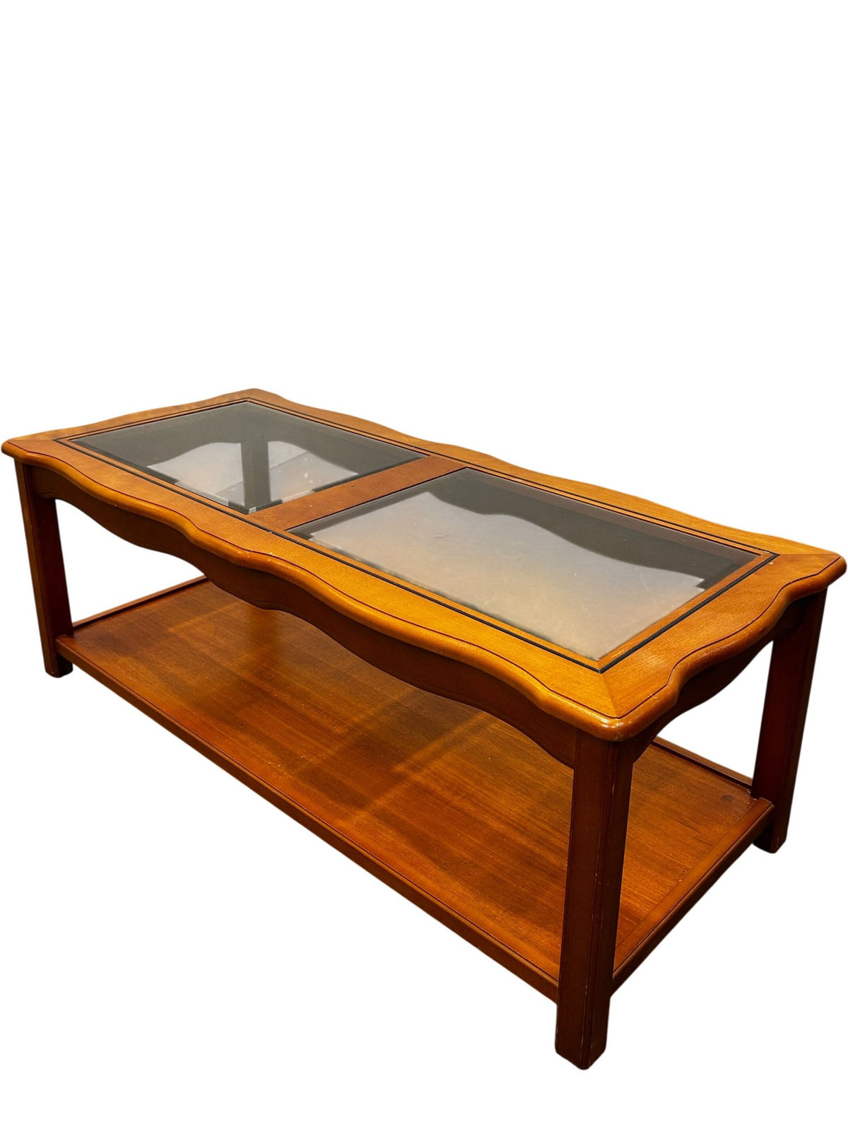 Traditional Glass Top Coffee Table with Lower Shelf (Pre-Loved)