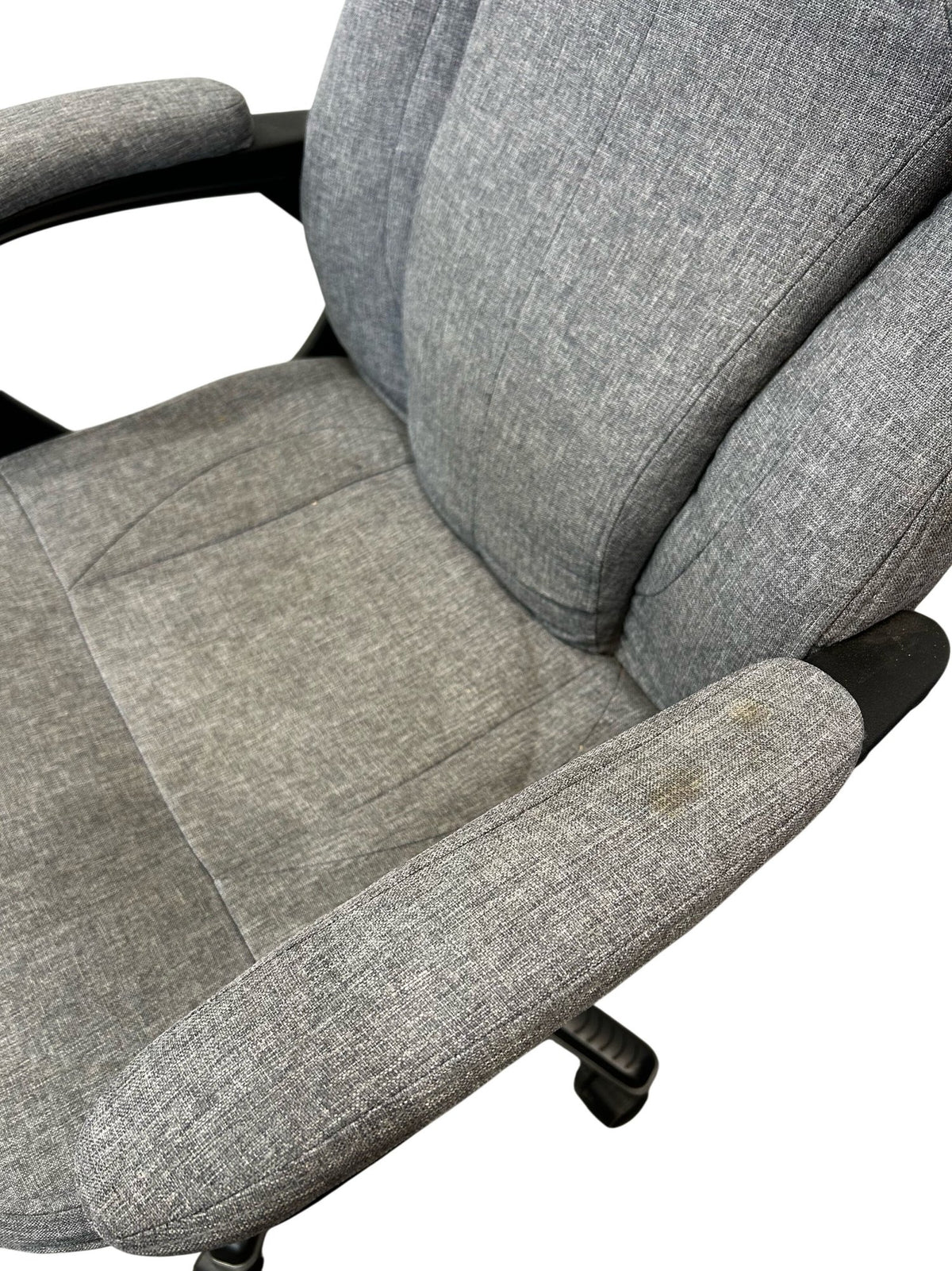 Grey Fabric Executive Office Chair High Back Padded Armrests Swivel (Pre-Loved)