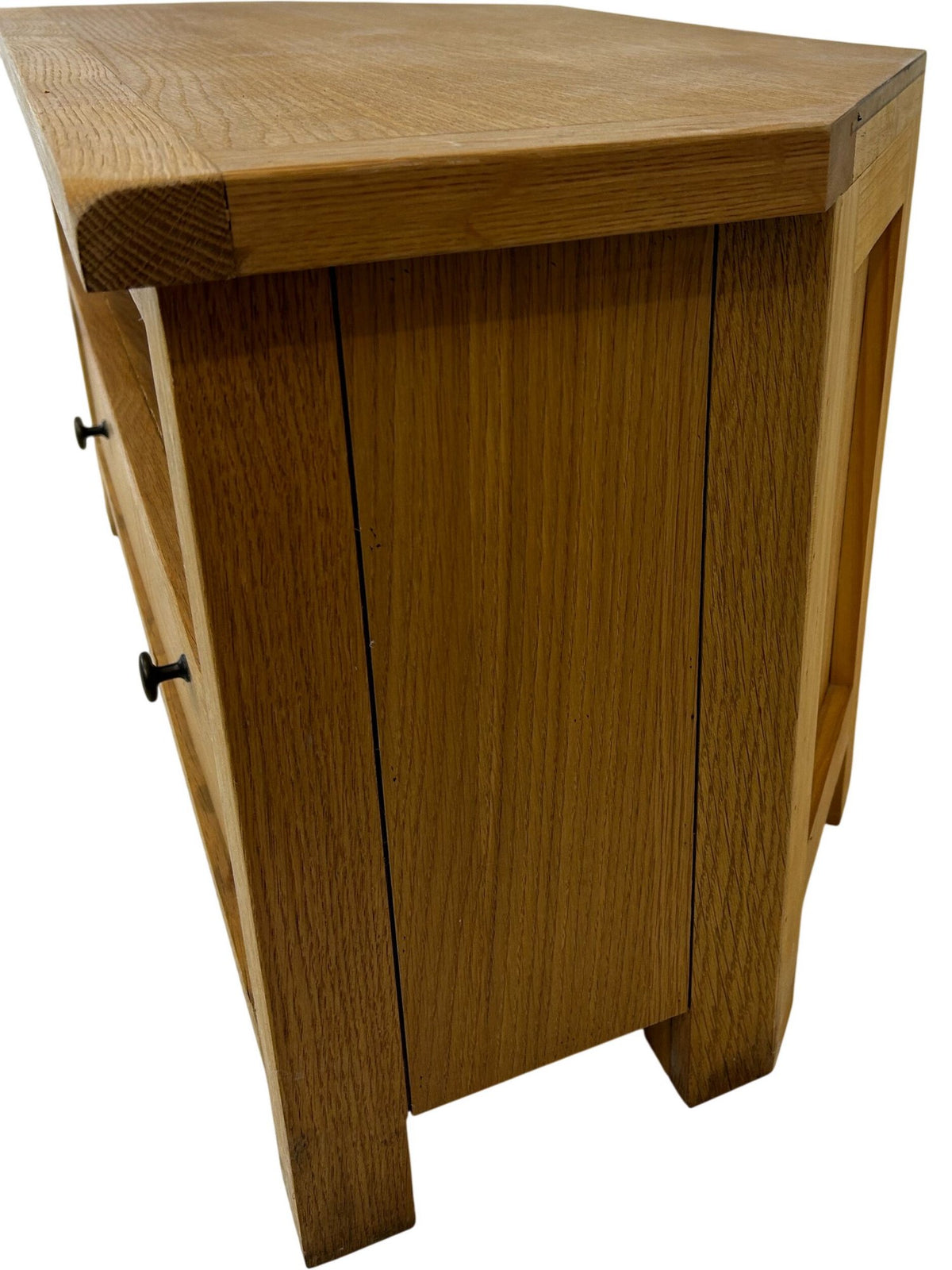 Oak Effect Corner TV Stand Media Unit Drawer Open Shelf Storage (Pre-Loved)