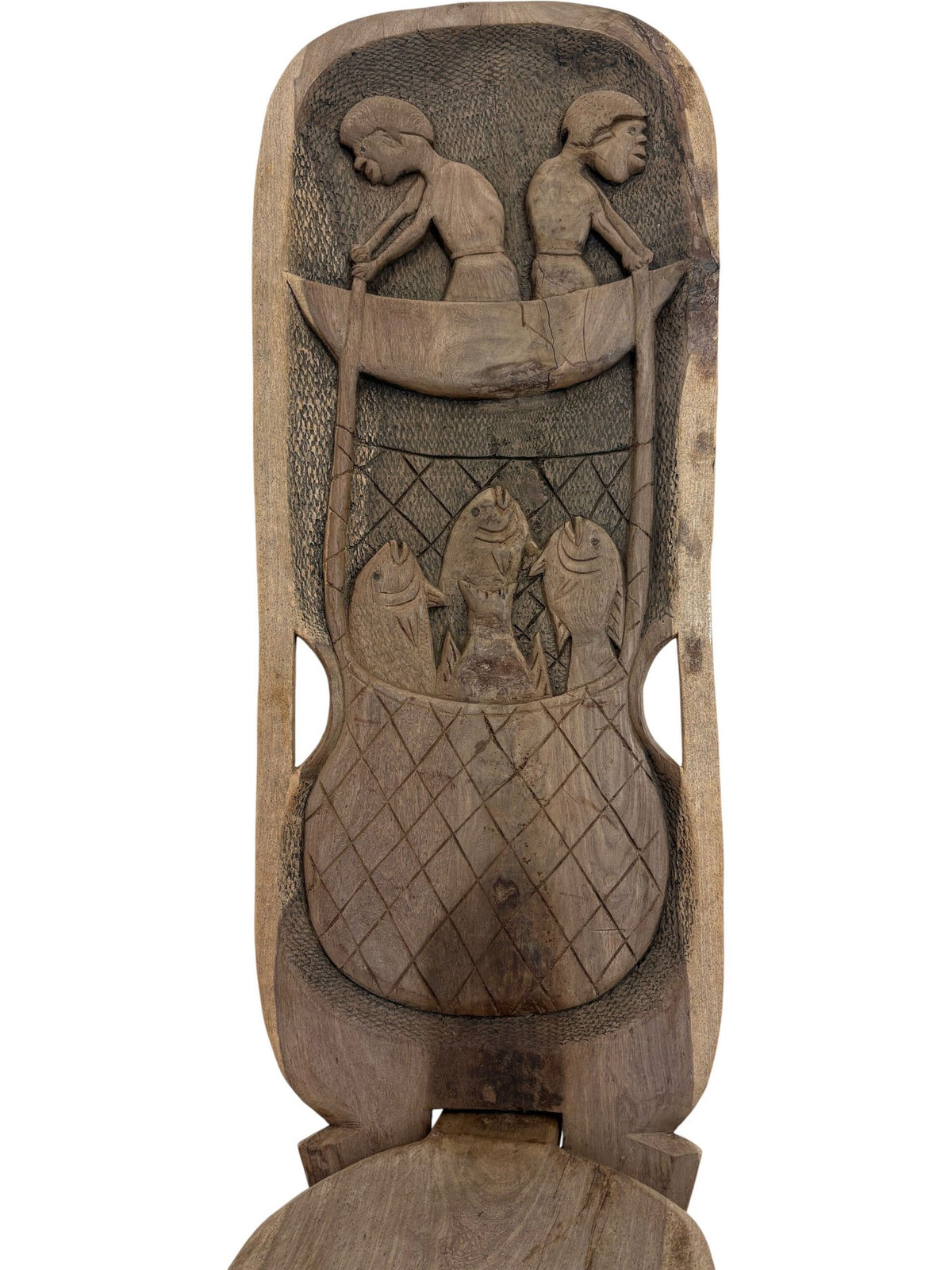 Unique Carved Wooden Chair with Artistic Backrest (Pre-Loved)