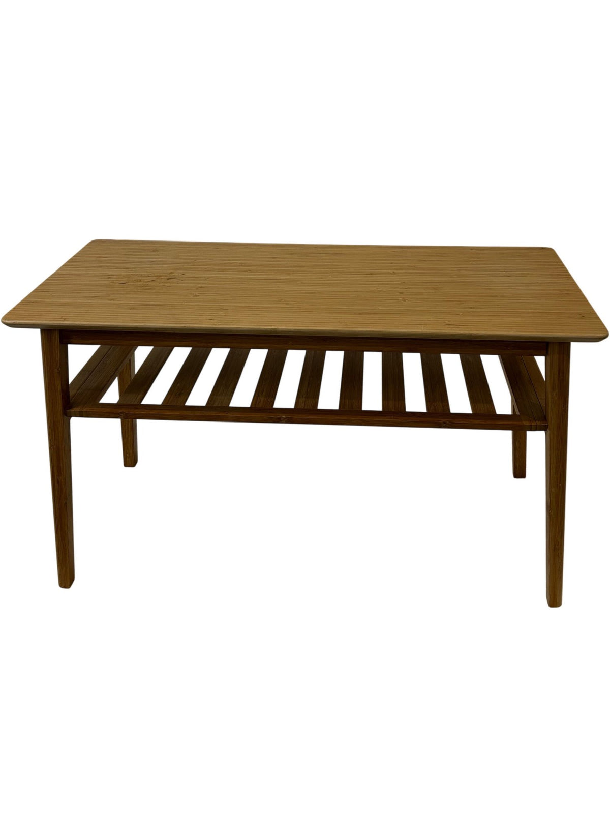 Wooden Coffee Table Rectangular Slatted Shelf Minimalist Design (Pre-Loved)