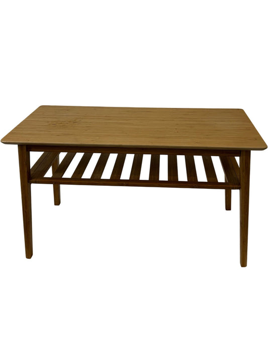 Wooden Coffee Table Rectangular Slatted Shelf Minimalist Design (Pre-Loved)