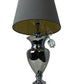 Large Chrome Table Lamp with Black Fabric Shade Modern Style (Pre-Loved)