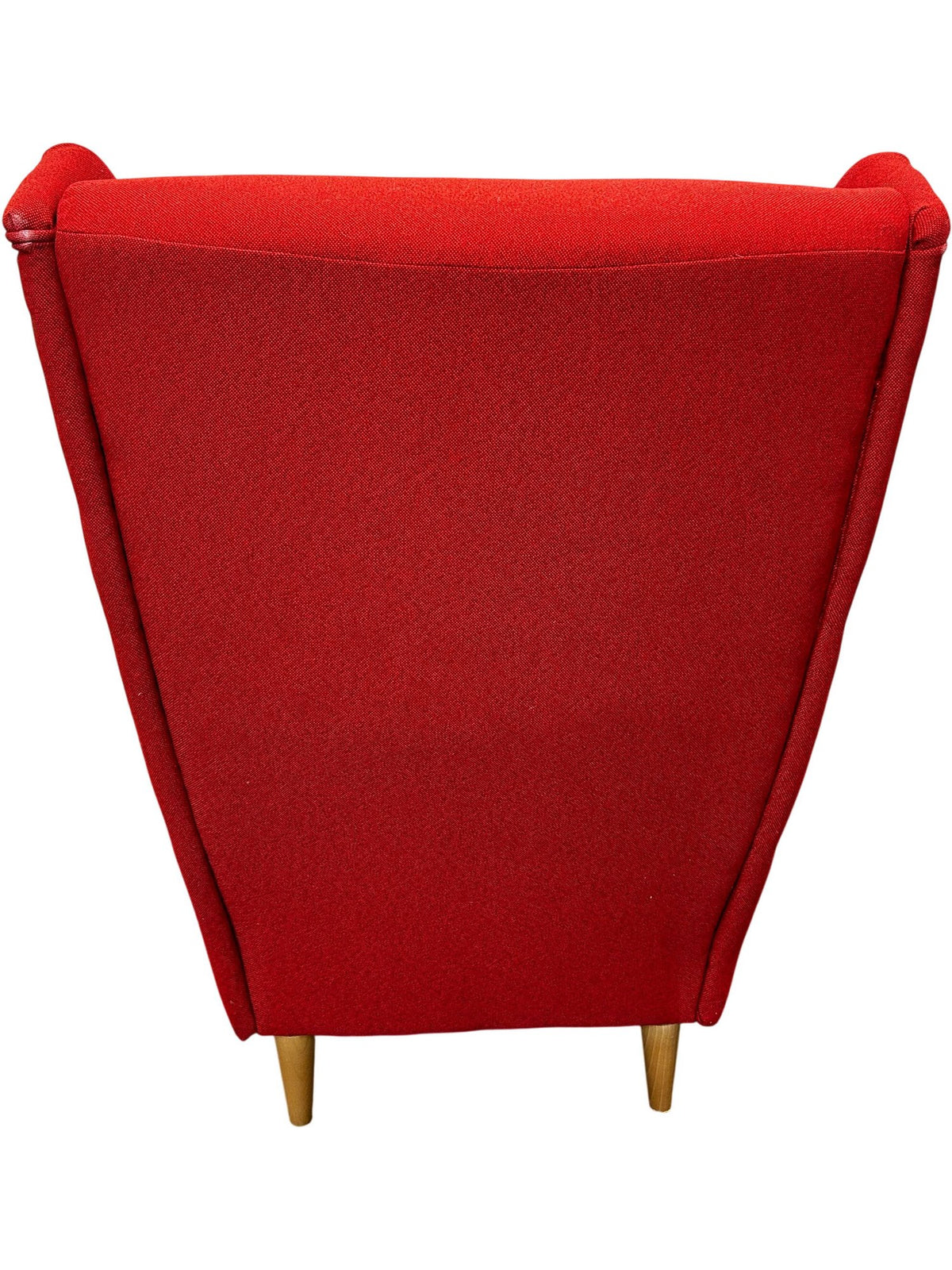 Reupholstered Red Wingback Armchair Fabric Wooden Legs Accent Chair (Pre-Loved)