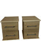 Pair of 2 Light Wood Effect Bedside Tables 2 Drawers Metal Handles (Pre-Loved)