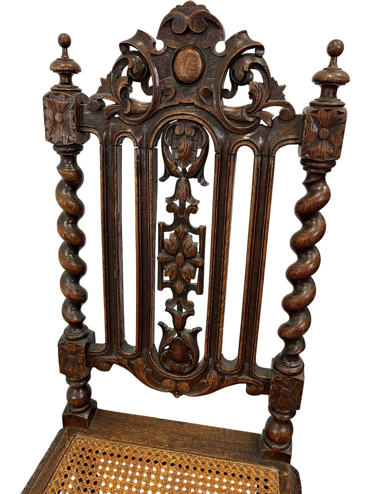 Antique Wooden Baroque Style Chair with Cane Seat (Pre-Loved)