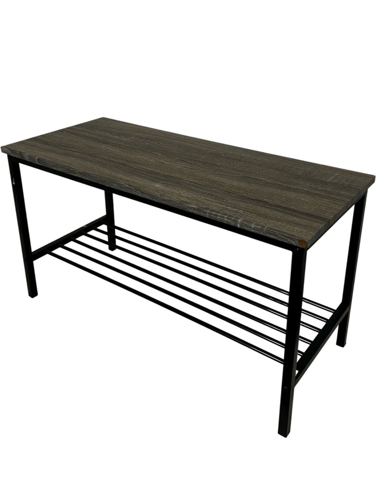 Hallway Shoe Storage Bench Wooden Top Metal Rack 85cm (Pre-Loved)