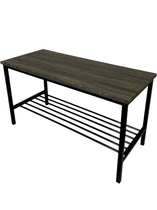 Hallway Shoe Storage Bench Wooden Top Metal Rack 85cm (Pre-Loved)