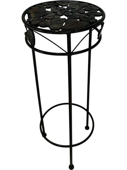 Black Metal Plant Stand with Leaf Design (Pre-Loved)