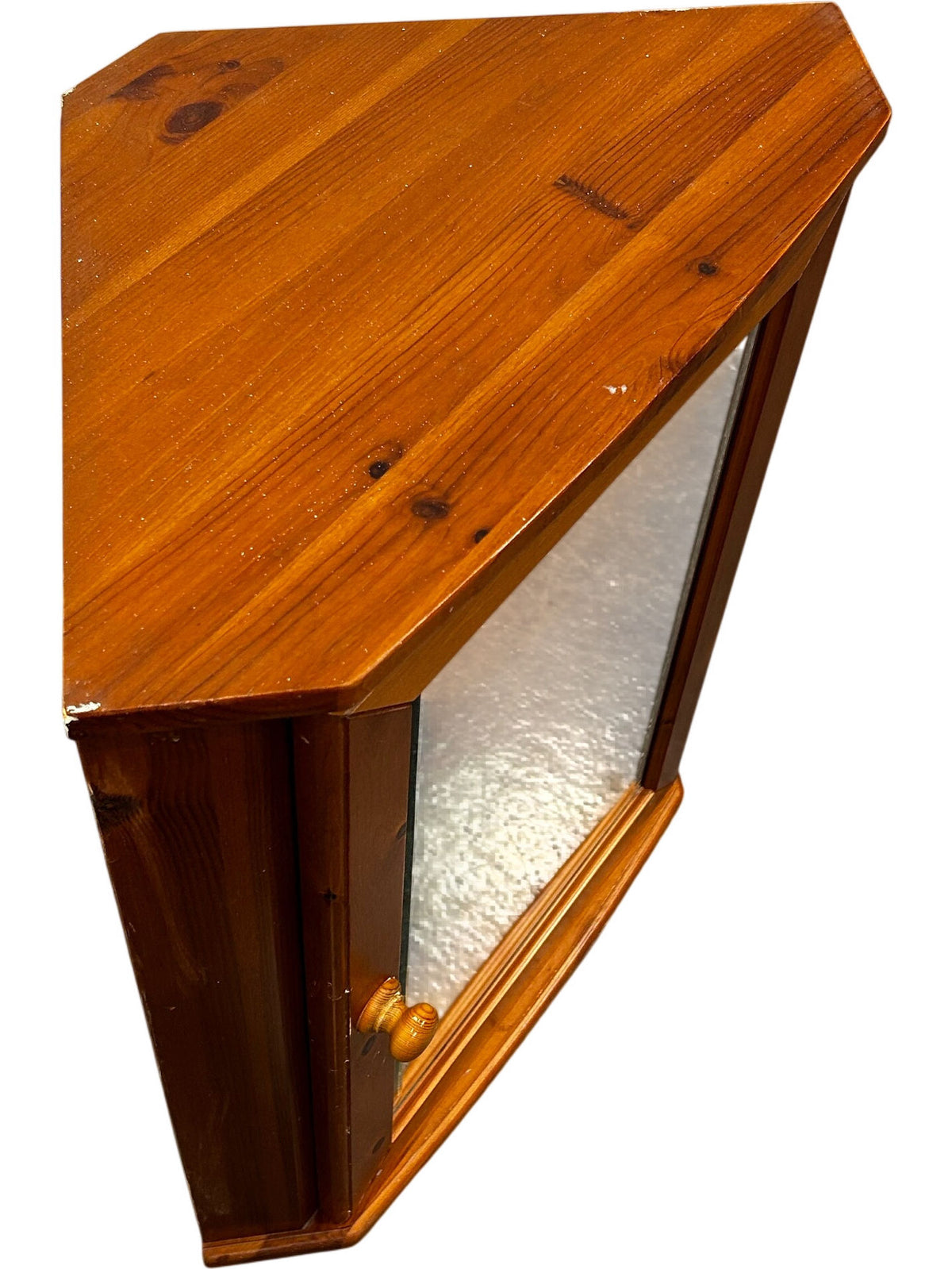 Pine Wood Corner Medicine Cabinet with Mirror (Pre-Loved)