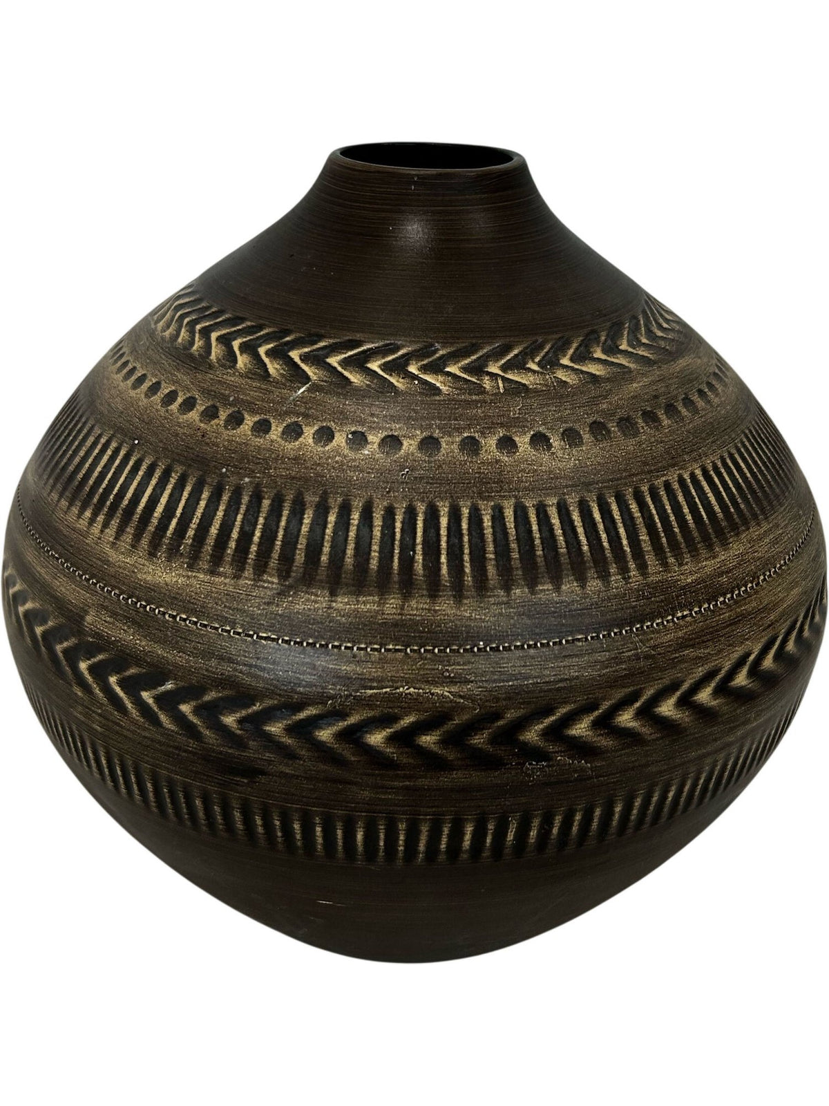 Black and Brown Geometric Ceramic Vase (Pre-Loved)