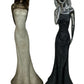 Large Female Figurine Sculptures Set of 2 Black Silver Gold 62cm (Pre-Loved)