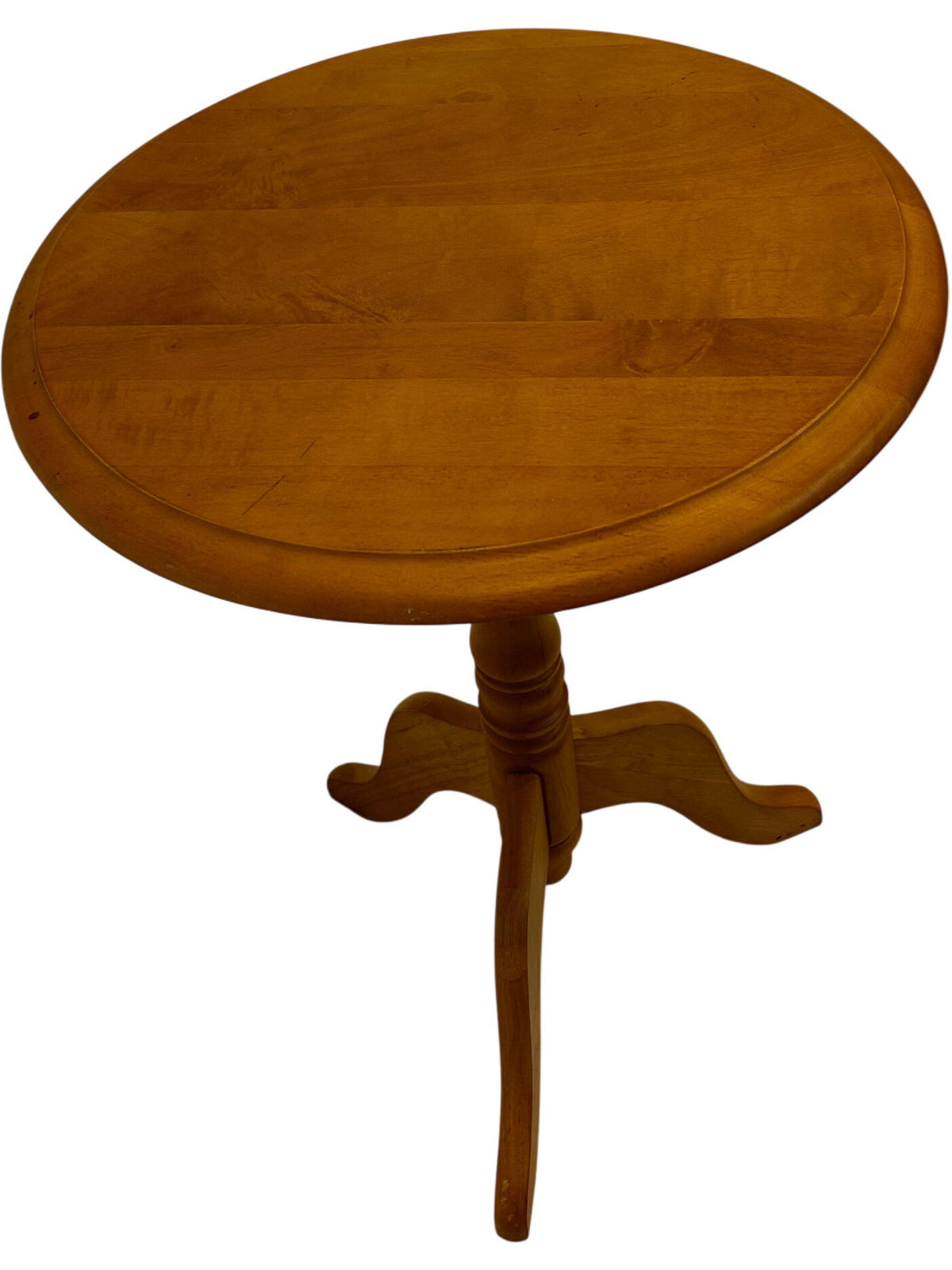 Round Wooden Pedestal Side Table Tripod Base Brown Occasional Table (Pre-Loved)