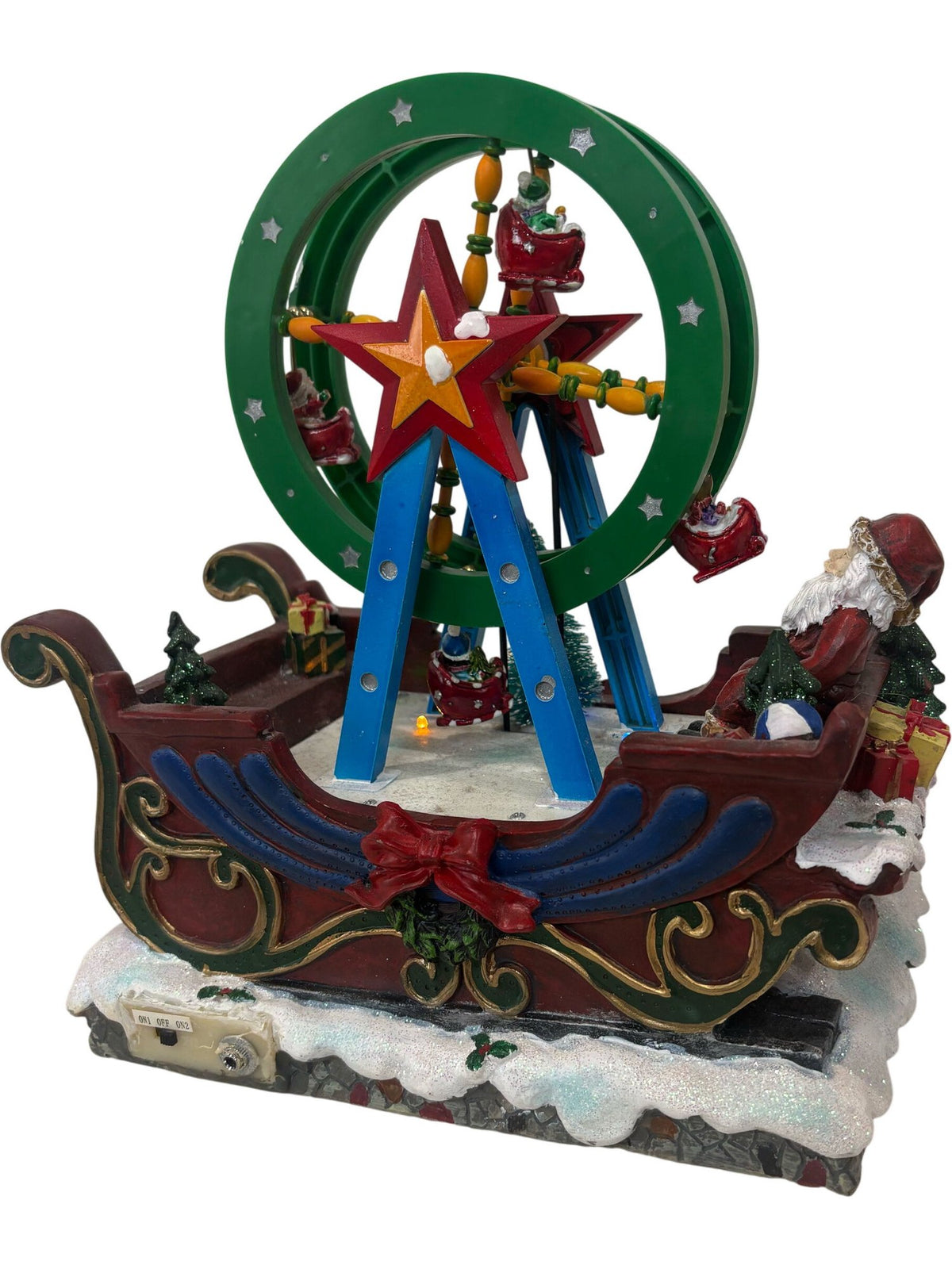 Christmas Sleigh With Moving Ferris Wheel Fibre Optic LED