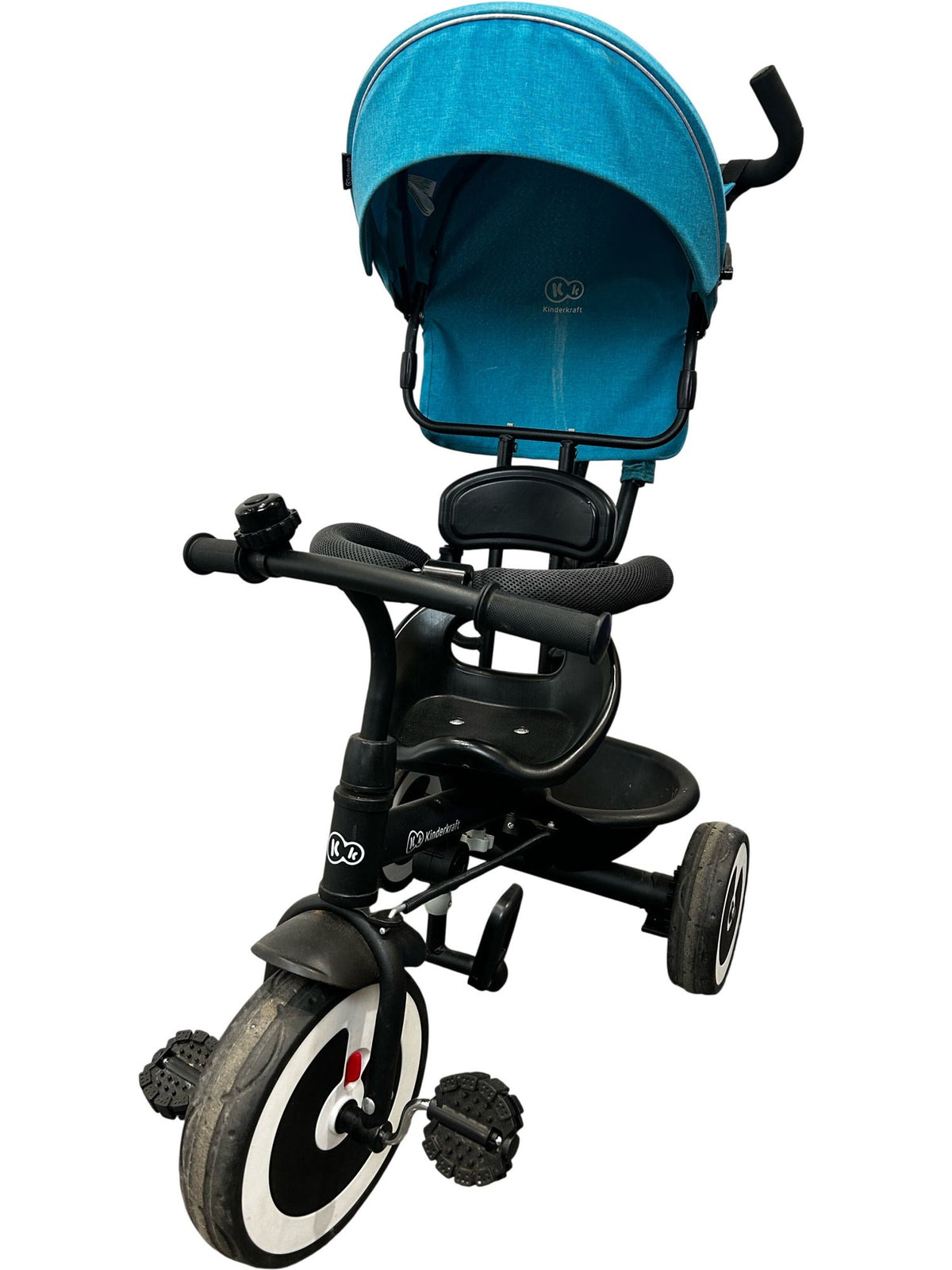 Kinderkraft Toddler Tricycle Push Handle Canopy Footrest Blue Kids (Pre-Loved)