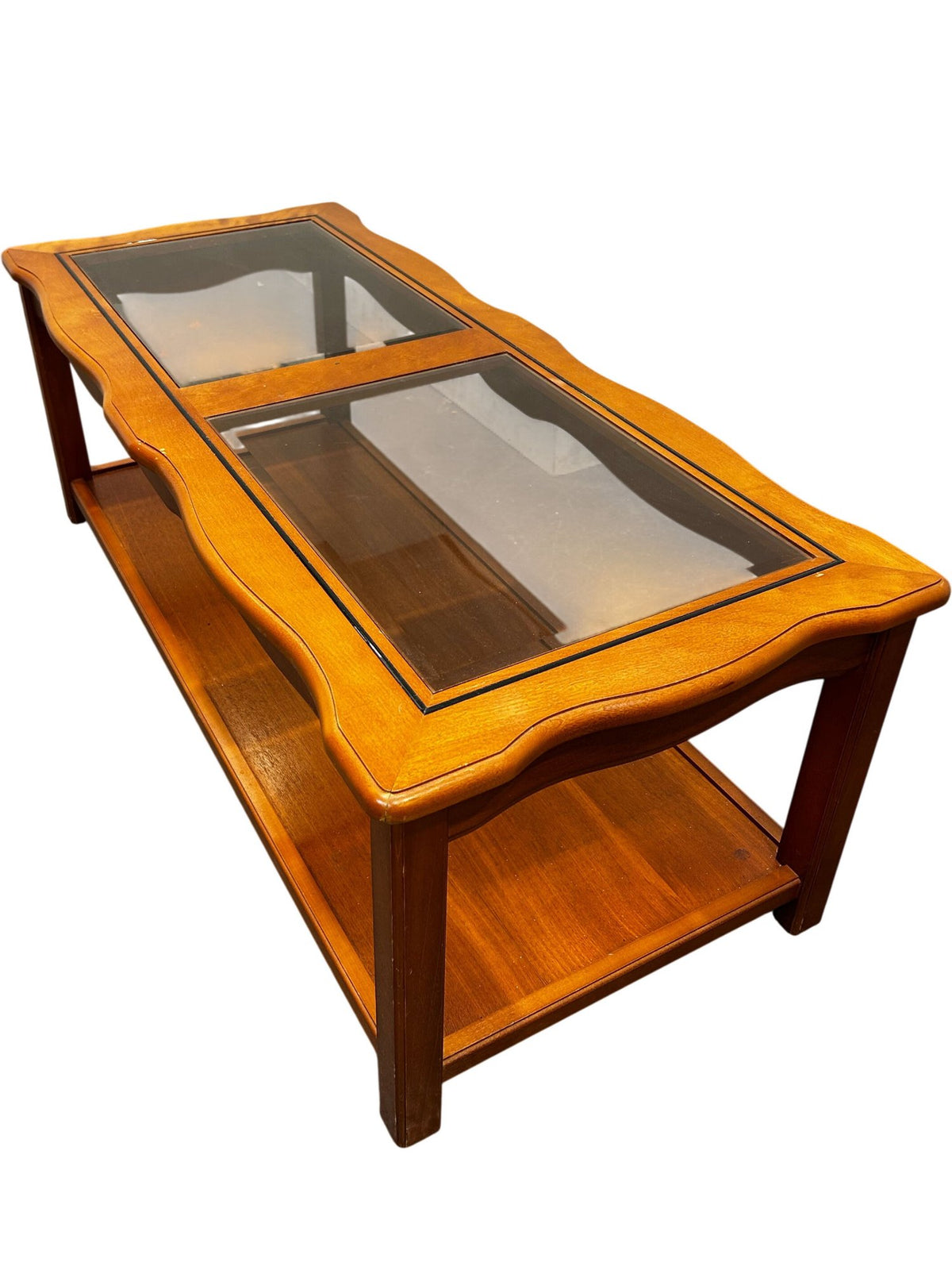 Traditional Glass Top Coffee Table with Lower Shelf (Pre-Loved)