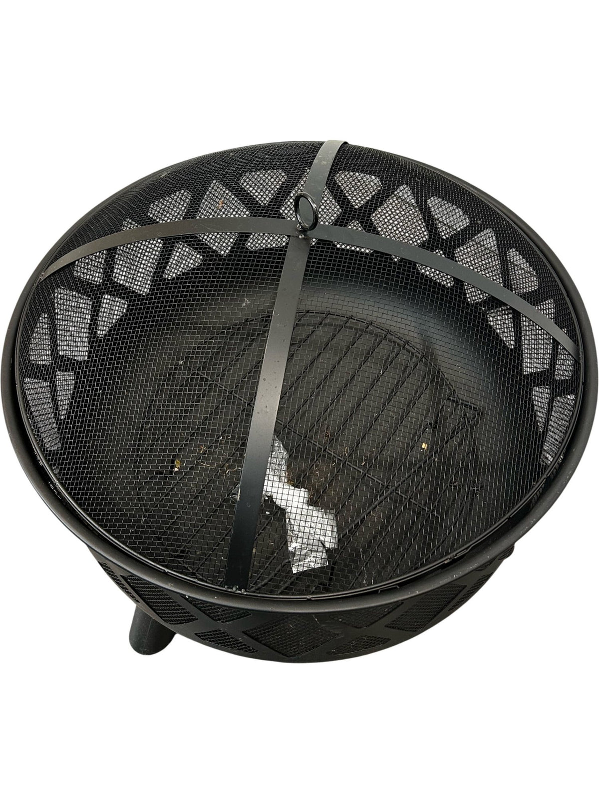 Round Steel Fire Pit with Spark Screen Outdoor Garden Brazier (Pre-Loved)