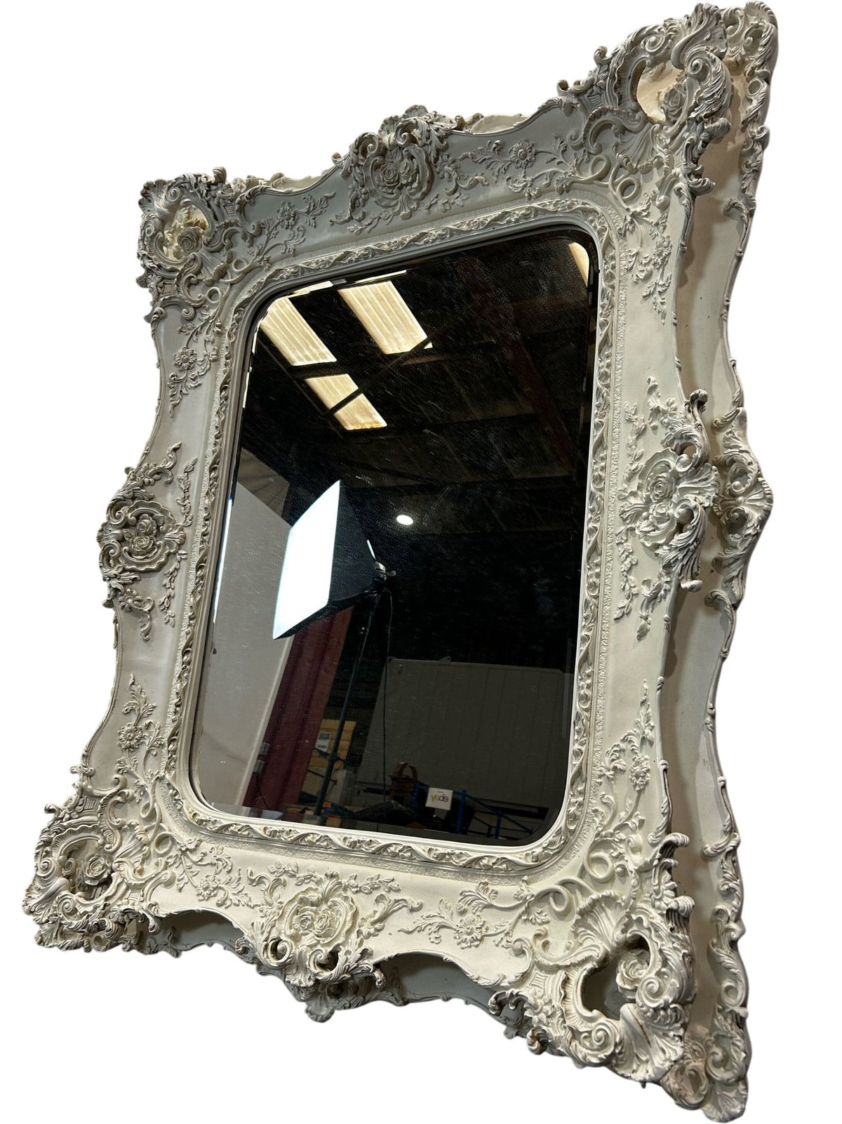 Large Ornate White Baroque Style Wall Mirror (Pre-Loved)