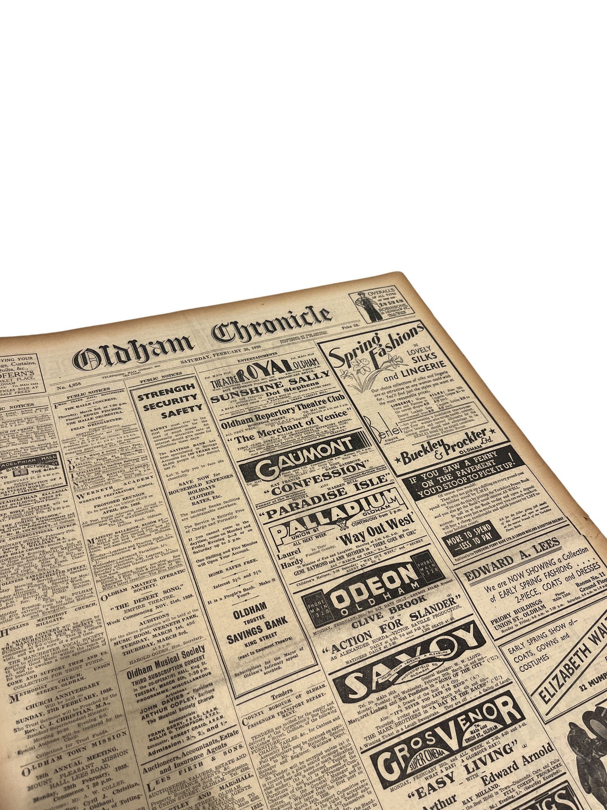 Vintage Antique Oldham Chronicle Bound 1938 Newspaper Collection (Pre-Loved)