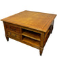 Wooden Square Coffee Table with Drawers & Open Storage (Pre-Loved)
