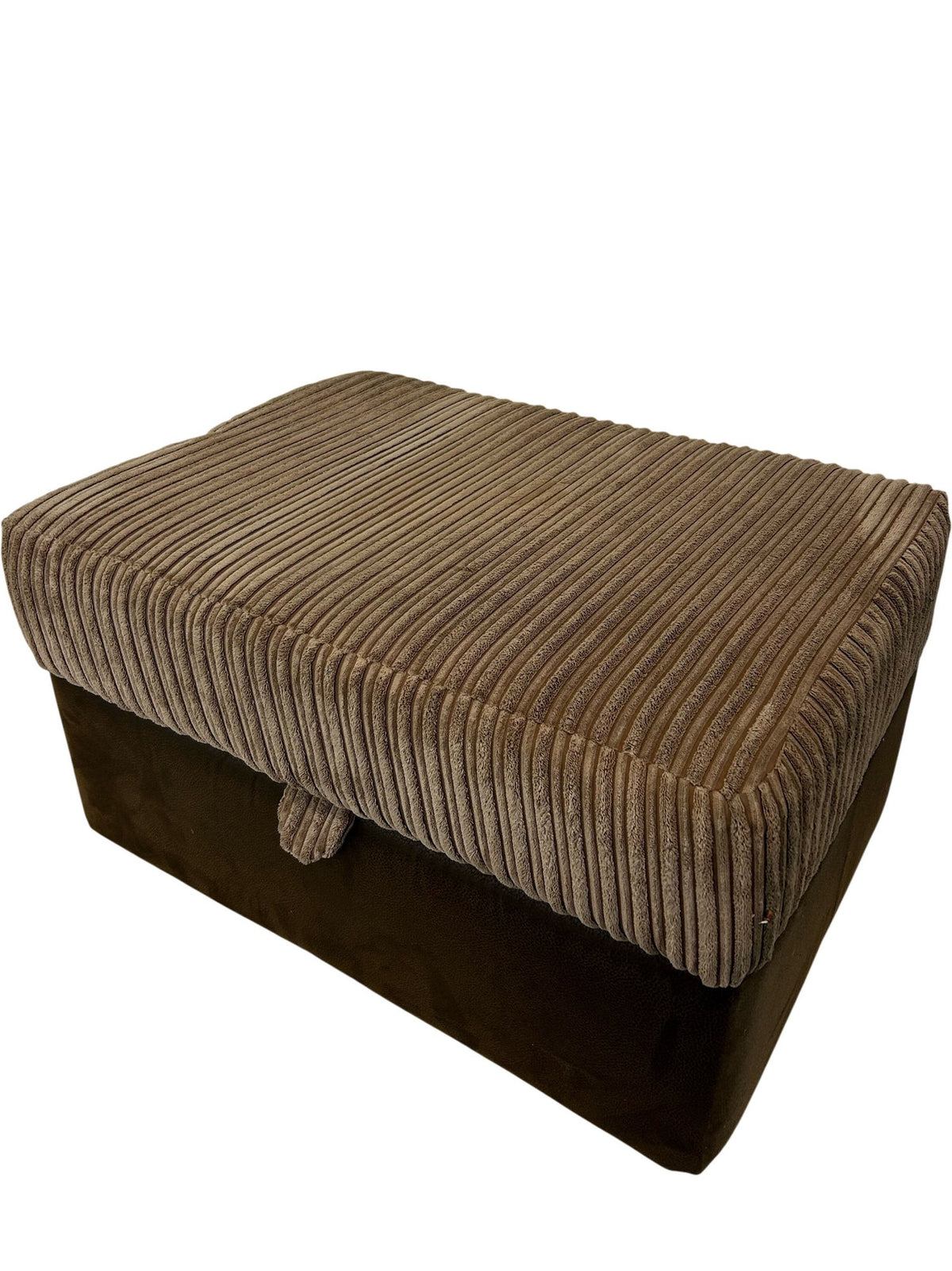 Large Brown Corduroy Storage Ottoman Footstool with Lift-Up Lid (Pre-Loved)