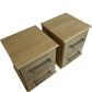 Pair of 2 Light Wood Effect Bedside Tables 2 Drawers Metal Handles (Pre-Loved)