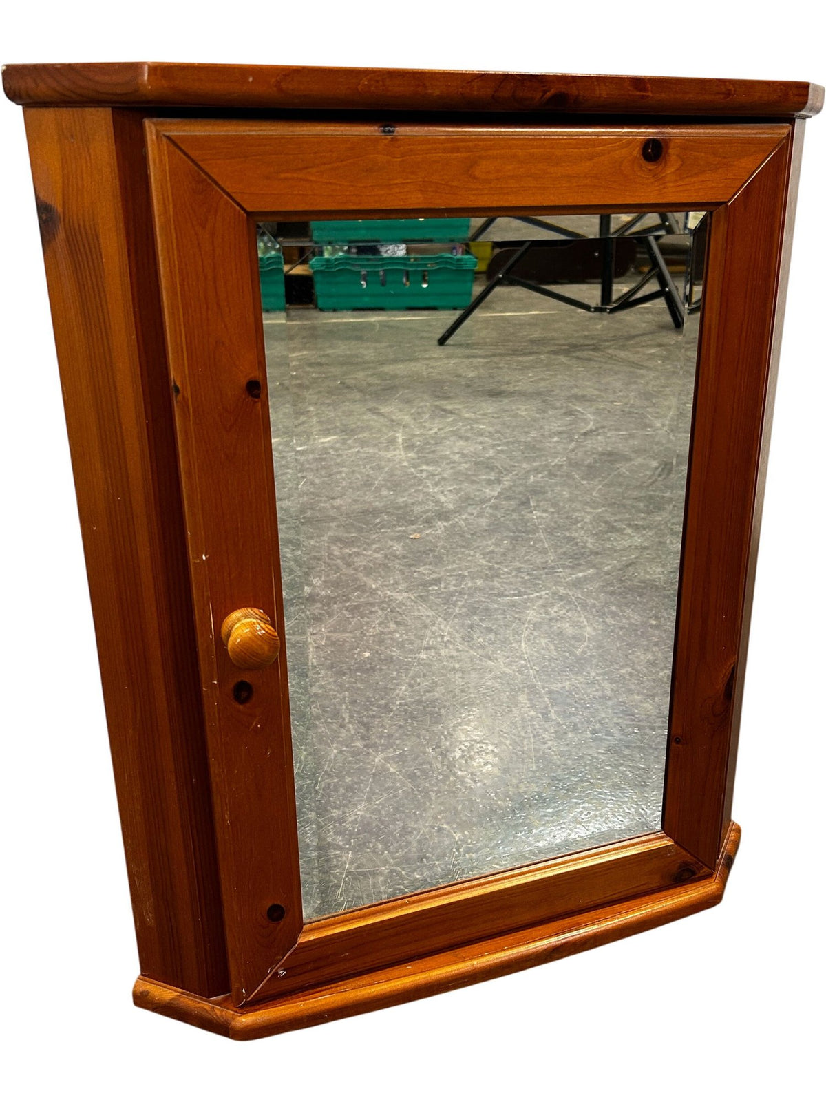 Pine Wood Corner Medicine Cabinet with Mirror (Pre-Loved)