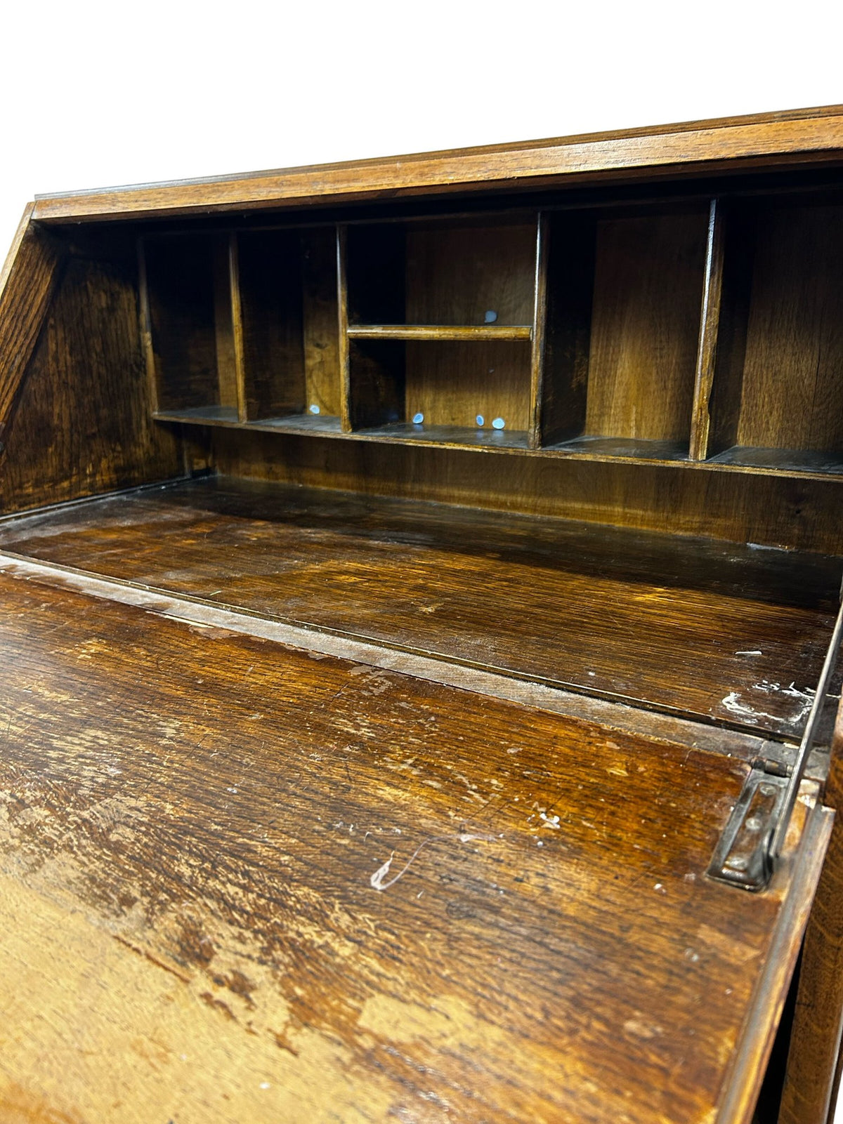 Traditional Wooden Drop-Front Writing Bureau with Cupboard & Shelf (Pre-Loved)