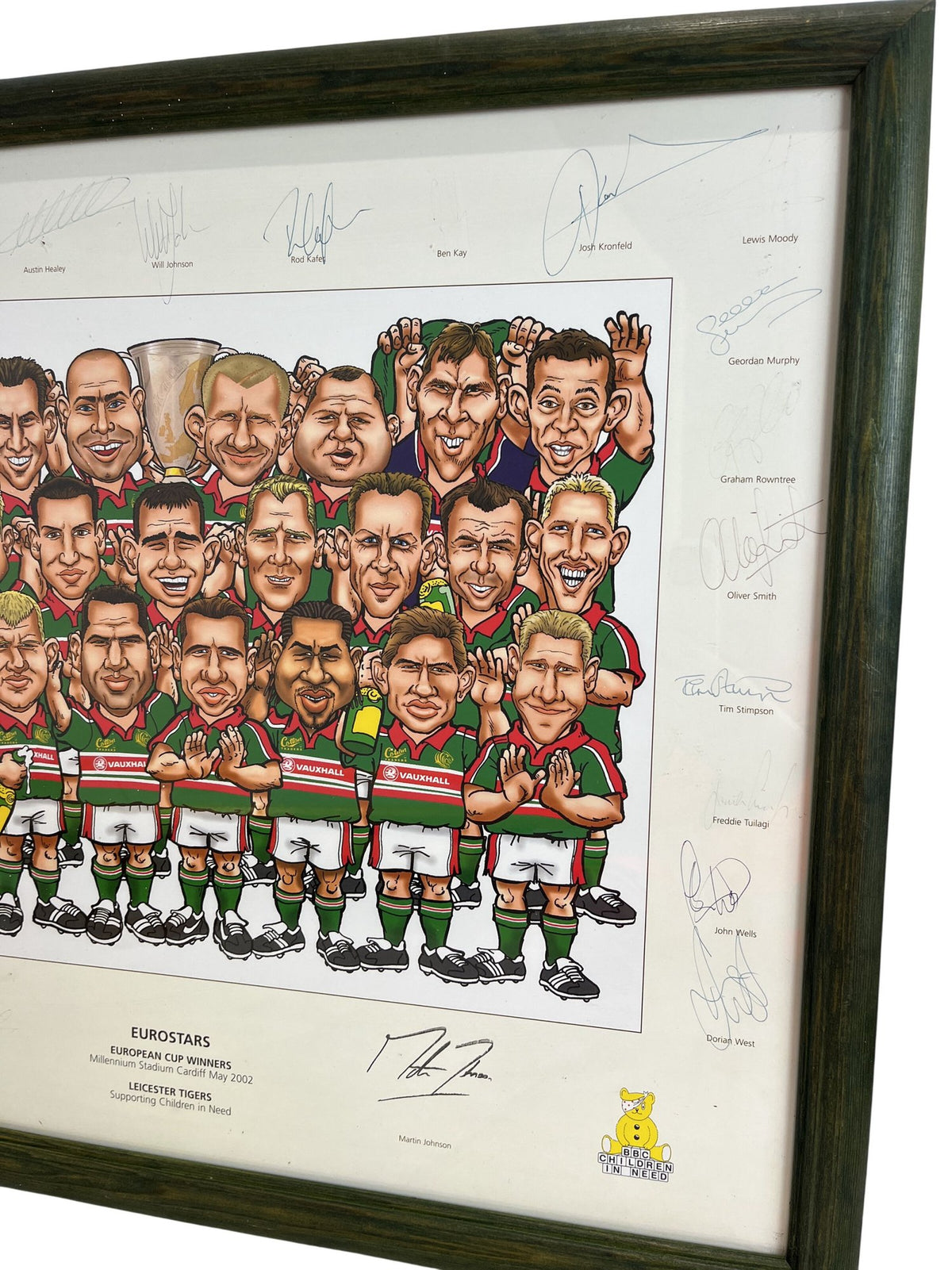 Eurostars Leicester Tigers 2002 Framed Artwork Caricature Rugby (Pre-Loved)