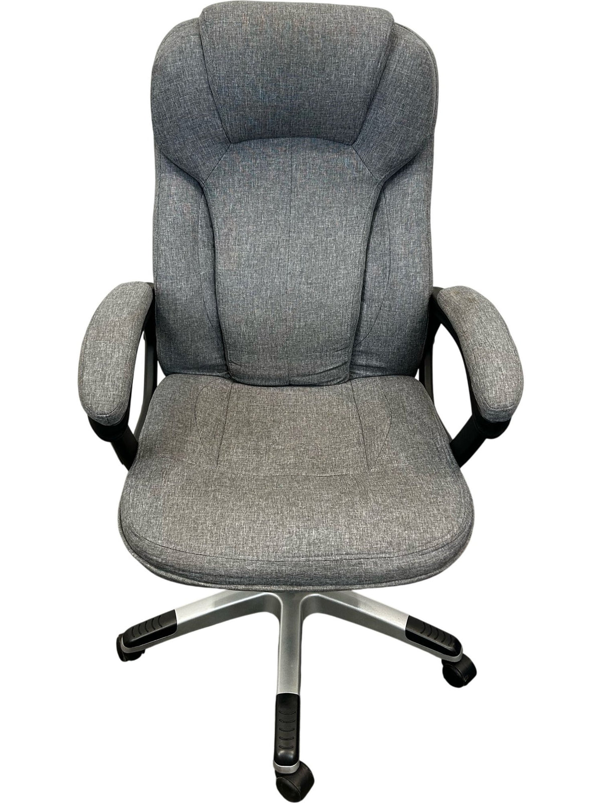 Grey Fabric Executive Office Chair High Back Padded Armrests Swivel (Pre-Loved)