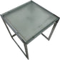 40cm Square Glass Side Table Silver Metal Frame (Pre-Loved)
