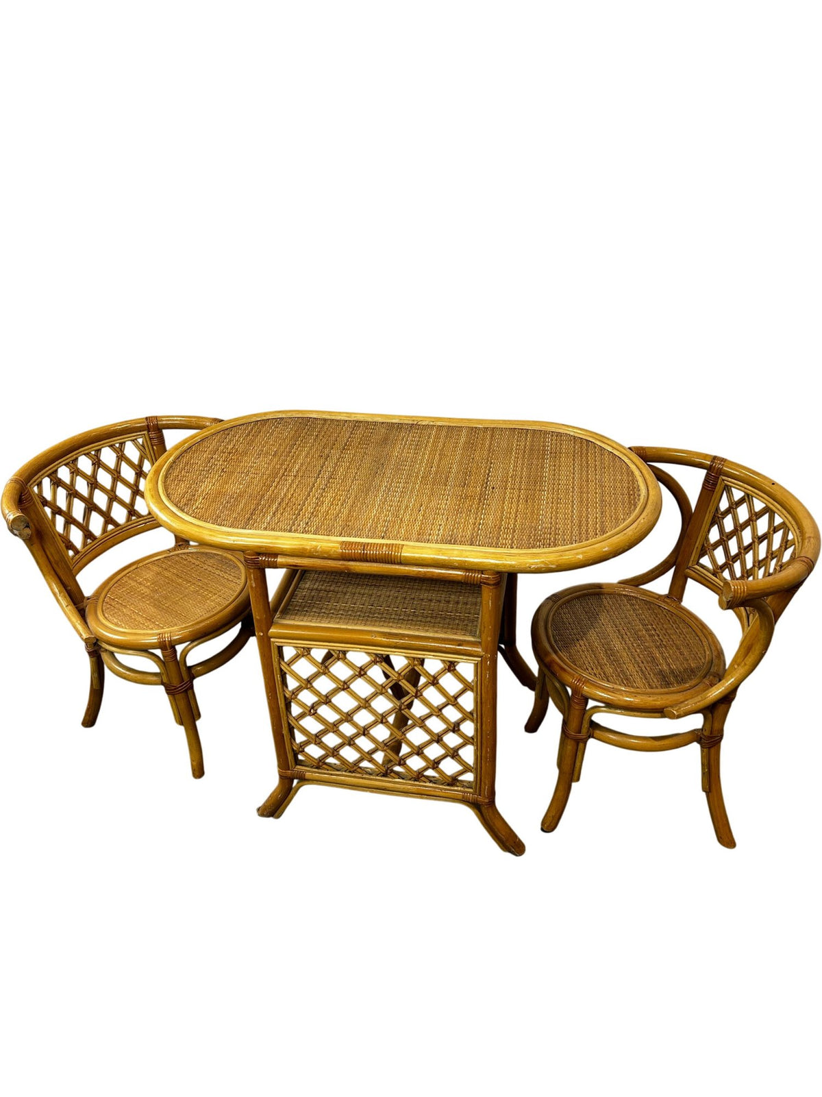 Rattan Bistro Table & Two Chairs Set (Pre-Loved)