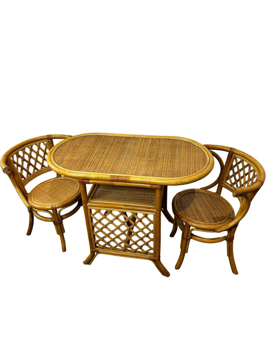 Rattan Bistro Table & Two Chairs Set (Pre-Loved)