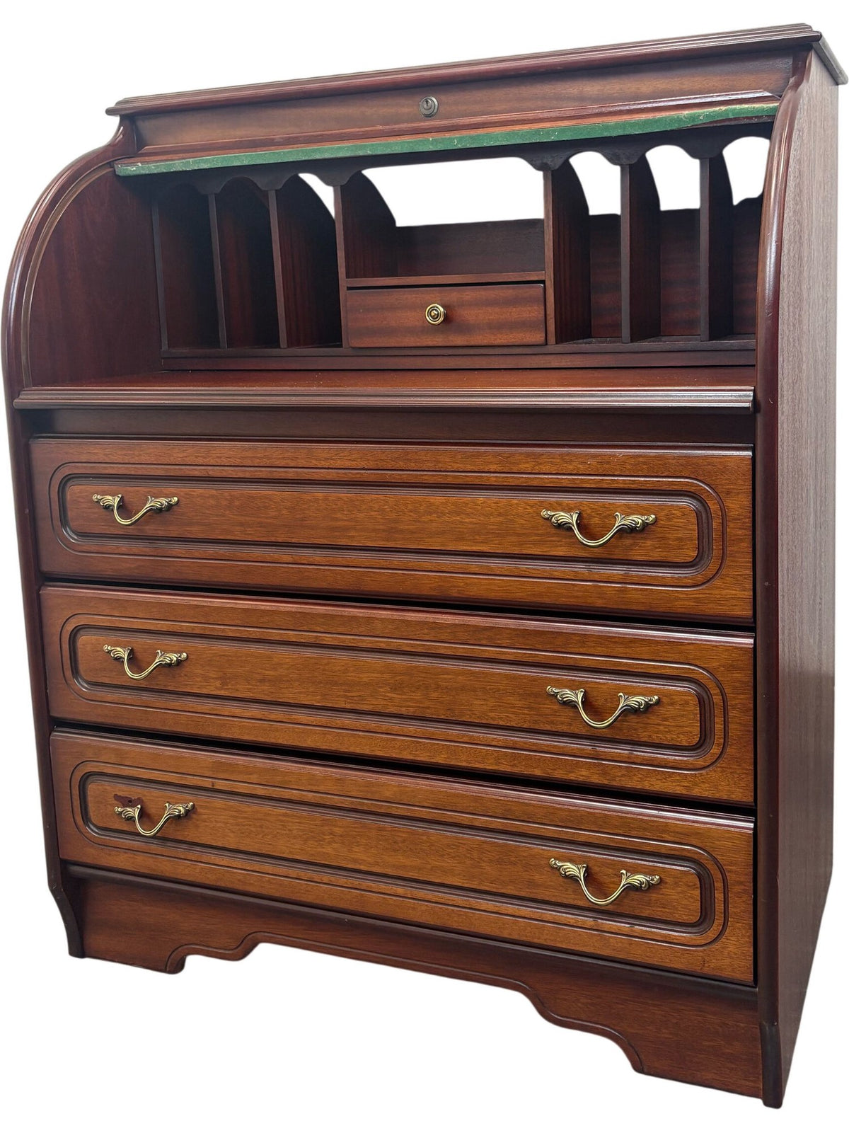 Vintage Wooden Roll Top Desk with Brass Handles (Pre-Loved)