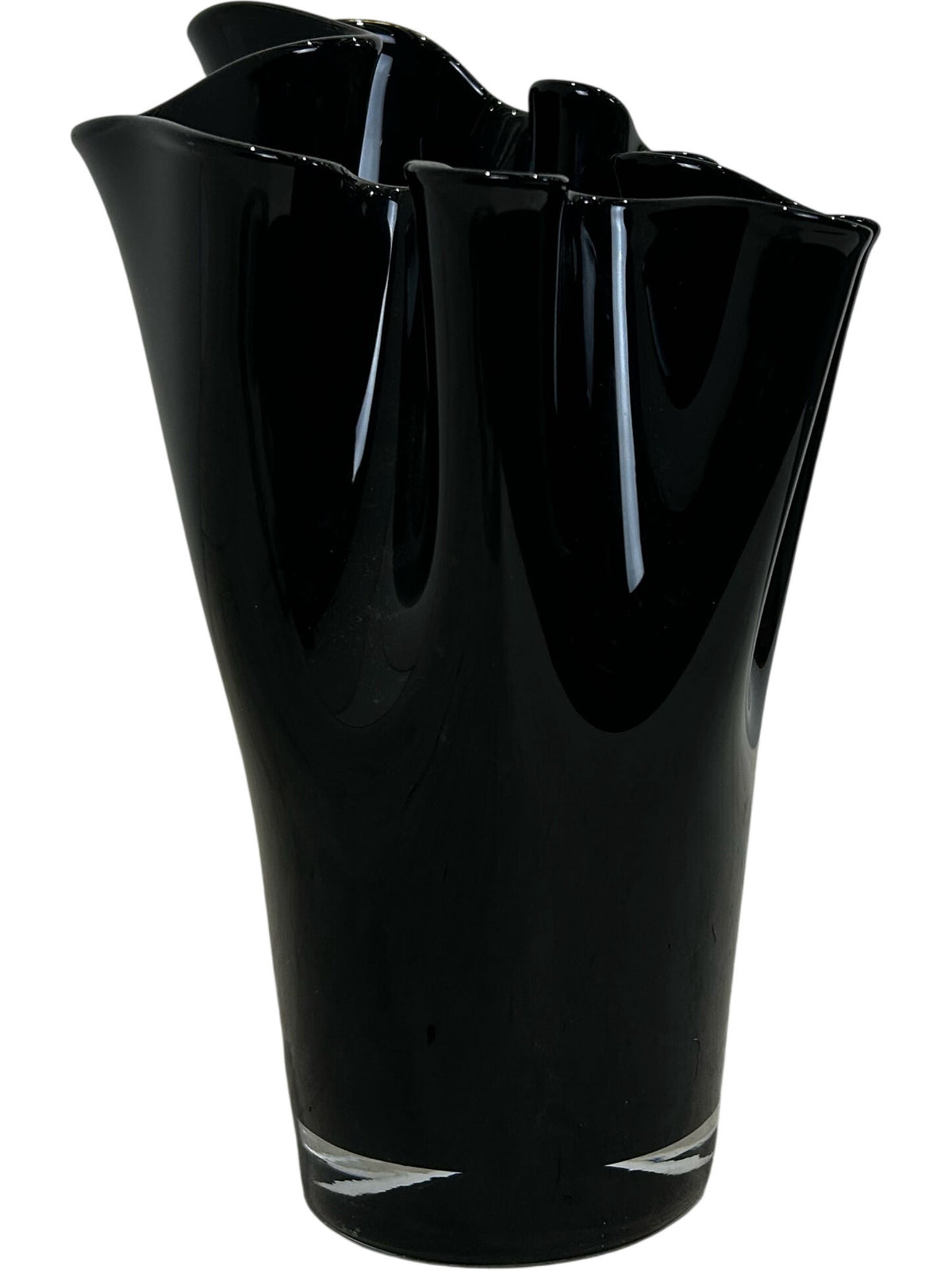 Black Glass Sculptural Vase (Pre-loved)