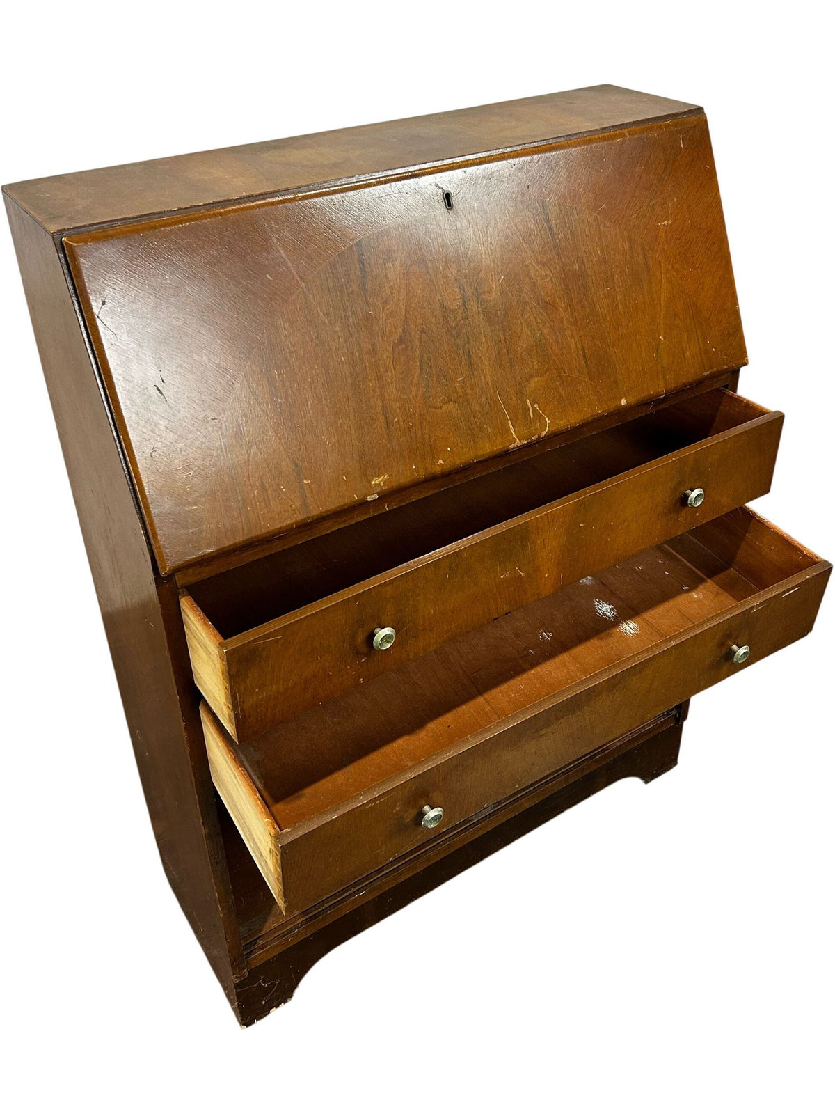 Wooden Drop-Front Writing Bureau with Drawers & Shelf (Pre-Loved)