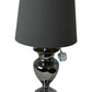 Large Chrome Table Lamp with Black Fabric Shade Modern Style (Pre-Loved)