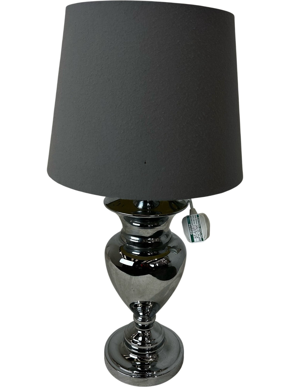 Large Chrome Table Lamp with Black Fabric Shade Modern Style (Pre-Loved)