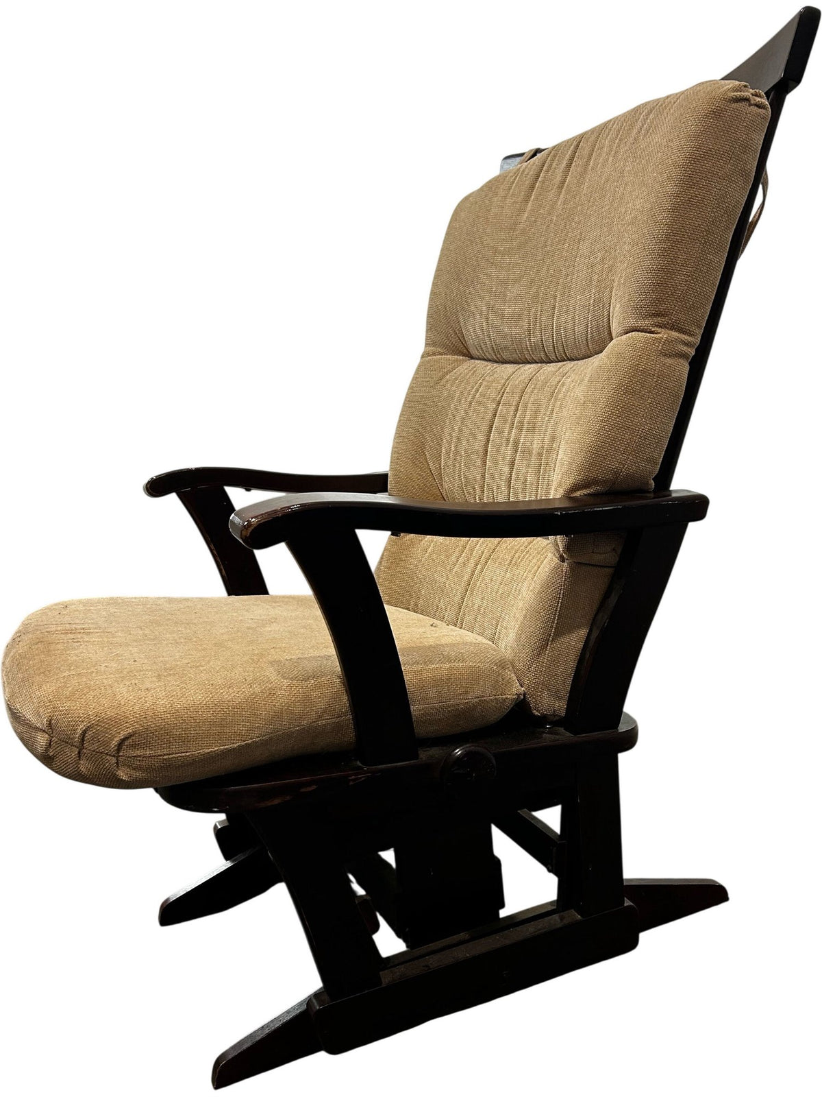 Beige Glider Rocking Chair with Matching Footstool Wooden Frame (Pre-Loved)