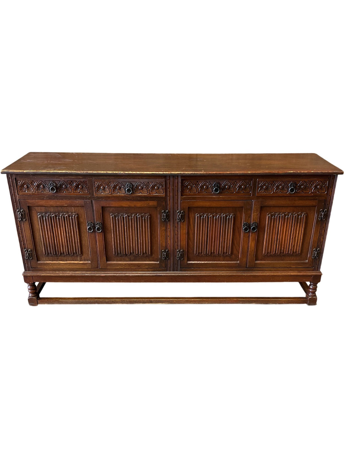 Vintage Wooden Sideboard Cabinet Floral Engraving (Pre-Loved)