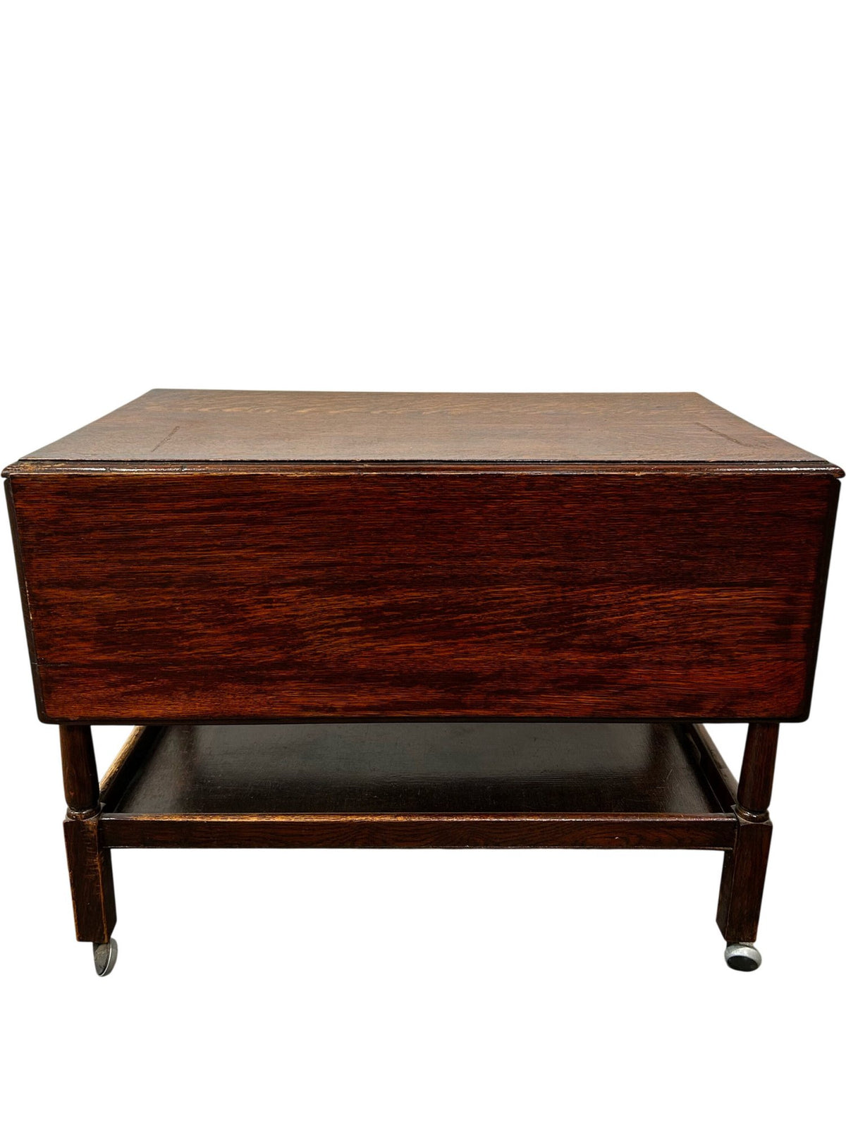 Vintage Drop Leaf Side Table with Drawer, Shelf & Castors (Pre-Loved)