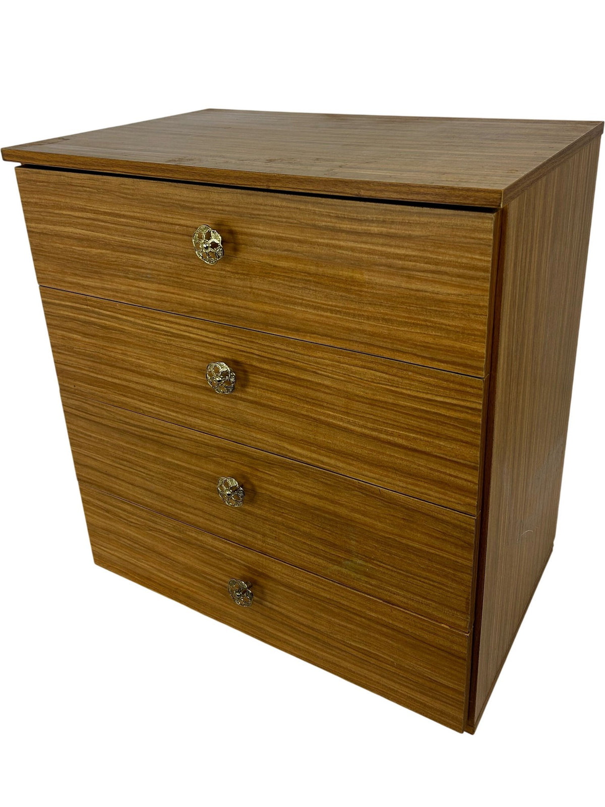 4 Drawer Wood Effect Chest Storage Unit on Castors Bedroom Office (Pre-Loved)
